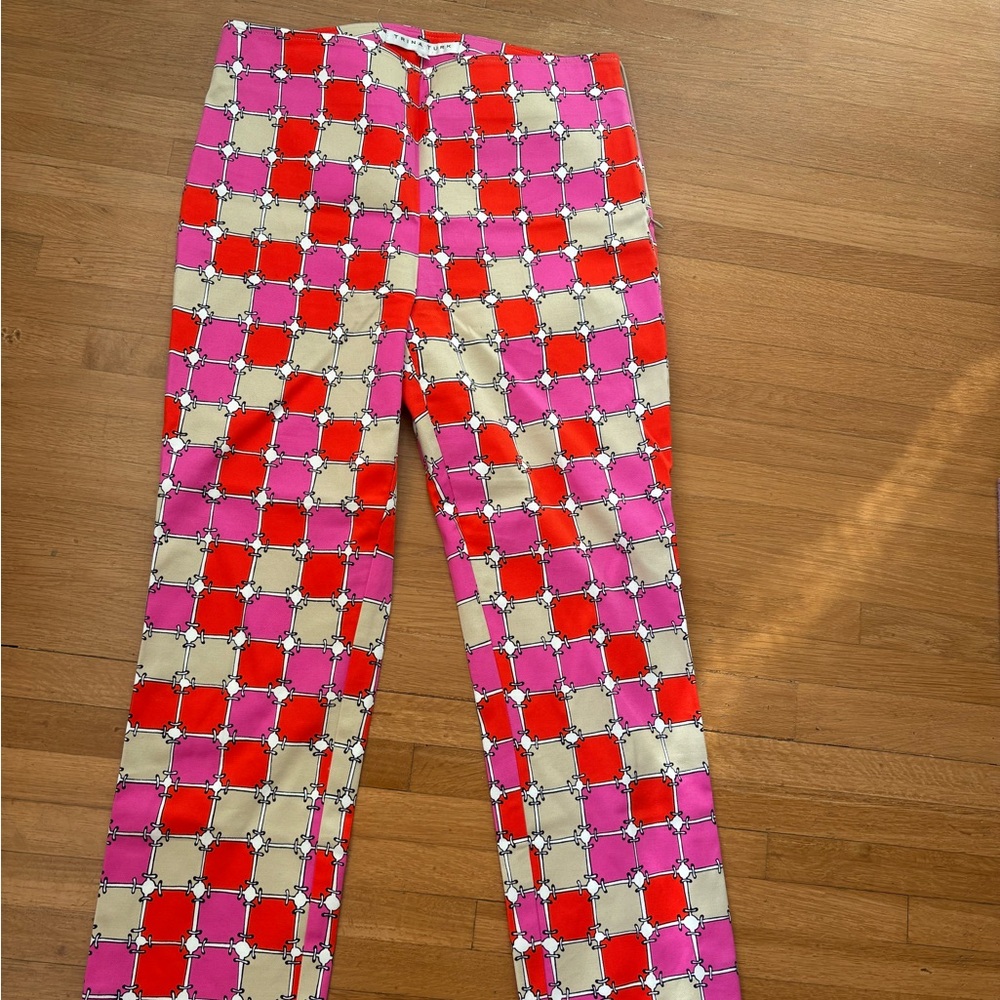Trina Turk Pink and Red Geometric Pants